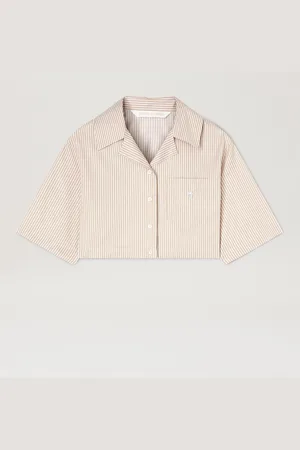 Palm Angels Curved Logo Cropped Shirt Donna