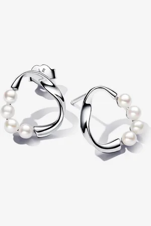 PANDORA Orecchini Linea Sinuosa Circolare con Perle d