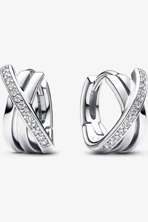 PANDORA Orecchini Cerchi Linee Intrecciate