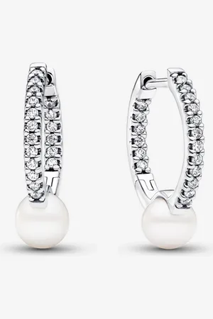 PANDORA Orecchini Cerchi con Perle d’Acqua Dolce Coltivate e Pavè