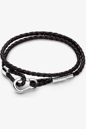 PANDORA Bracciale Moments in Pelle Doppio con Chiusura a Moschettone Regolabile