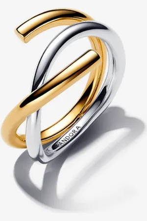 PANDORA Anello Fascia Intrecciata Aperta Bicolore