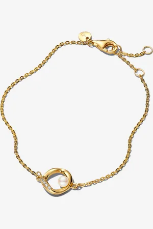 PANDORA Bracciale Cerchio Linea Sinuosa con Perla d