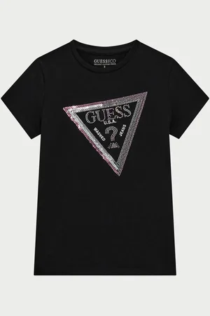 Guess T-shirt per bambine con logo triangolo con paillettes
