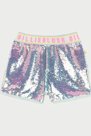 Billieblush Shorts argento per bambina con logo e paillettes