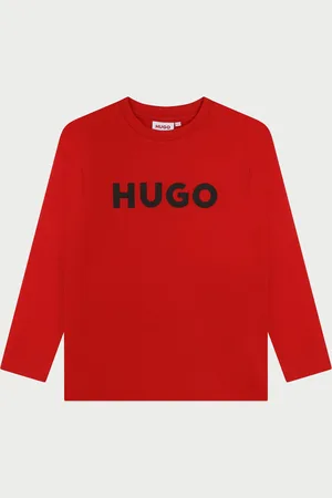 HUGO BOSS T-shirt rossa a manica lungo per bambini