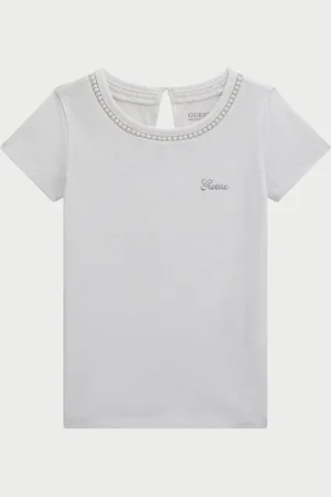 Guess T-shirt per bambine con applicazioni al collo