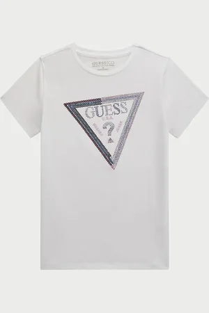 Guess T-shirt per bambine con logo triangolo con paillettes