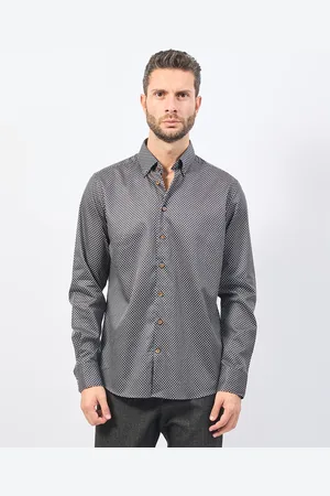 Bugatti Camicia uomo con microfantasia multicolore