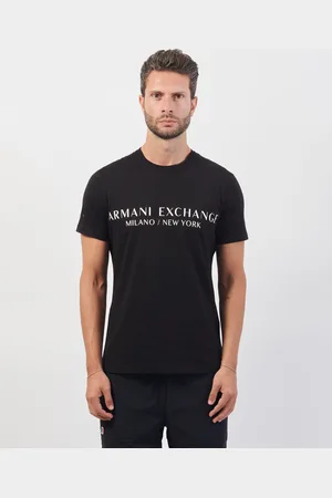 Armani Exchange T-shirt nera girocollo con logo