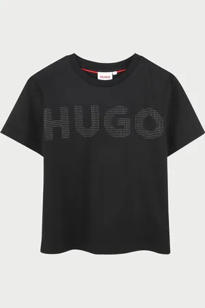 HUGO BOSS T-shirt bambina in cotone con logo borchiato