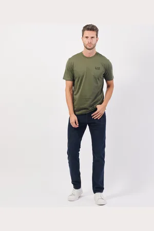EA7 T-shirt girocollo con logo a contrasto