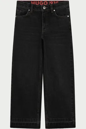 HUGO BOSS Jeans larghi con bordi usurati per bambine