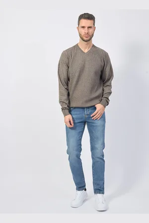 YES ZEE BY ESSENZA Maglione uomo in misto lana con scollo a V