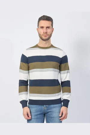 YES ZEE BY ESSENZA Maglione uomo con righe asimmetriche