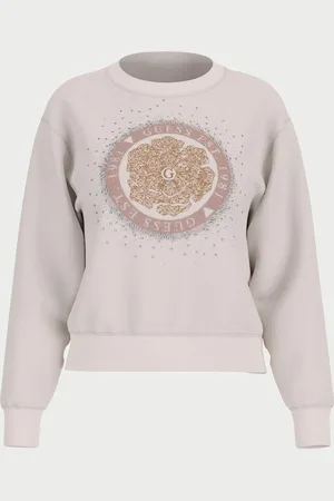 Guess Felpa girocollo con strass e logo