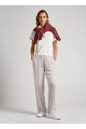 Pantaloni pigiama con inserto in pizzo ricamato donna