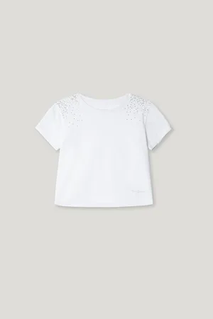 Pepe Jeans T-shirt cropped fit con dettaglio di strass