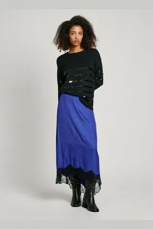 Pepe Jeans Gonna longuette in raso e pizzo