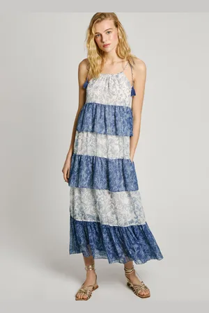 Pepe Jeans Abito lungo in chiffon con spalline
