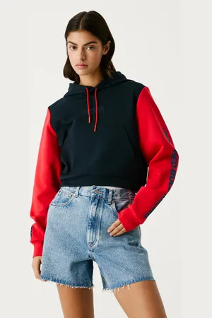 Pepe Jeans Felpa color block con cappuccio