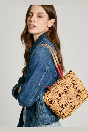 Pepe Jeans Borsa in rafia con dettagli floreali