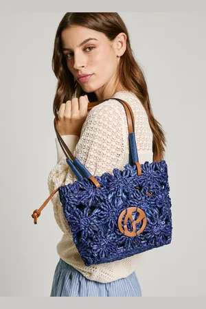 Pepe Jeans Borsa in rafia con dettagli floreali