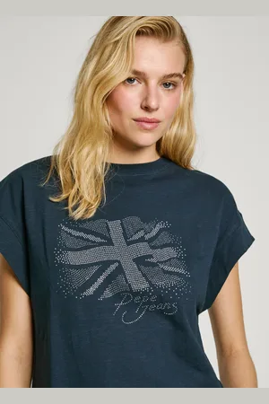 Pepe Jeans T-shirt union jack con dettaglio strass