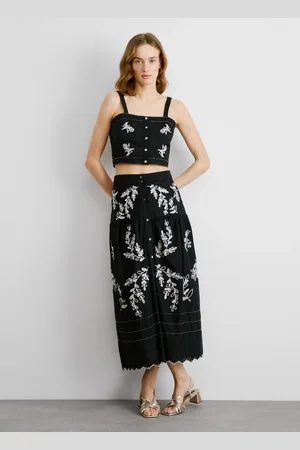 Pepe Jeans Embroidered poplin midi skirt