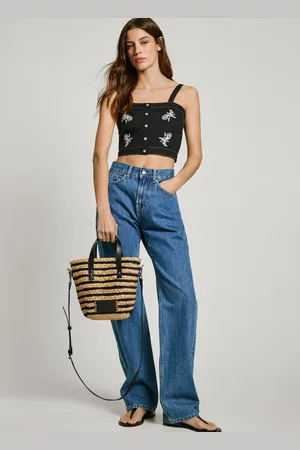Pepe Jeans Borsa in juta con righe