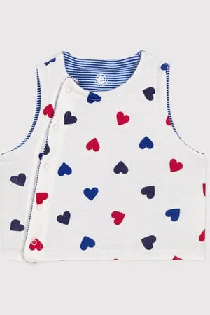 Petit Bateau CARDIGAN SENZA MANICHE DOUBLE-FACE IN COTONE NEONATO