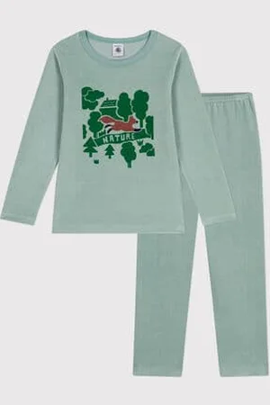 Petit Bateau Pigiama bambino in velluto tinta unita