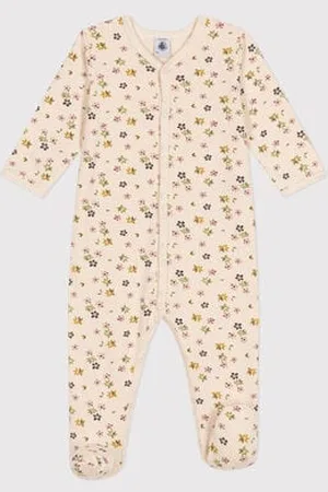 Petit Bateau Pigiama in tessuto felpato spazzolato con stampa a fiori neonato