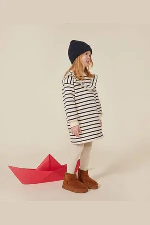 Petit Bateau Abito bambina a maniche lunghe in felpa garzata