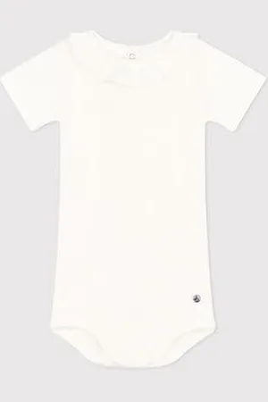 Petit Bateau Body in cotone a manica corta e con colletto bebè