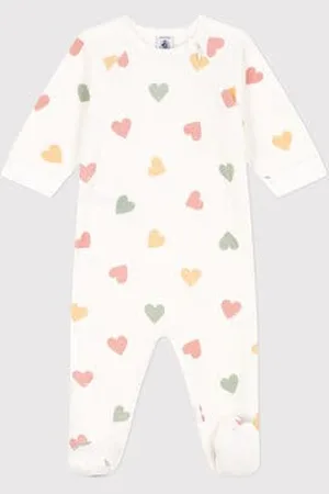 Petit Bateau Pigiama a cuori multicolori in ciniglia neonato