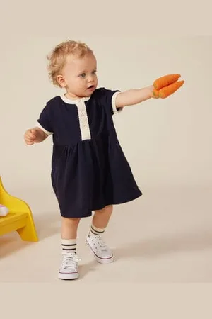 Petit Bateau Abito a maniche corte in cotone neonato