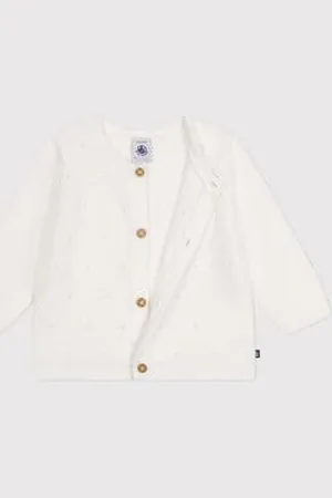 Petit Bateau Cardigan bebè in tricot di cotone traforato