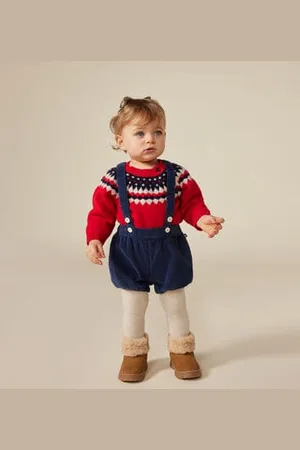 Petit Bateau Shorts con bretelle in velluto neonato