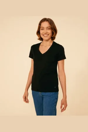 Petit Bateau T-shirt LE DROIT scollo a V in cotone Donna