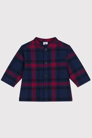 Petit Bateau Camicia in flanella a quadri neonato