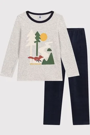 Petit Bateau Pigiama in velluto tinta unita bambino