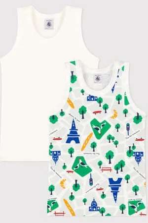 Petit Bateau Confezione da 2 canottiere bambino in cotone Parigi