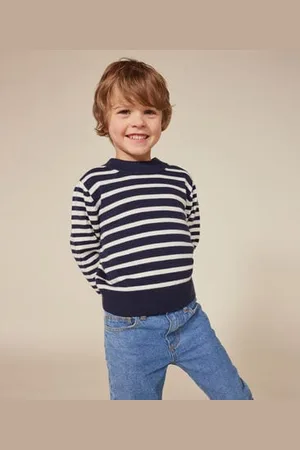 Petit Bateau Pullover rigato in lana e cotone bambino