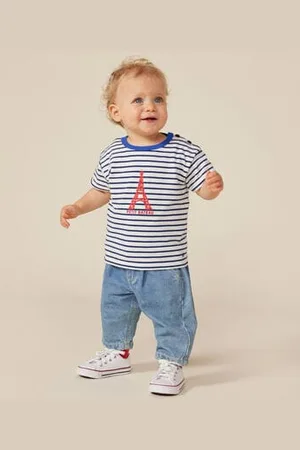 Petit Bateau T-shirt a maniche corte in jersey sottile neonato