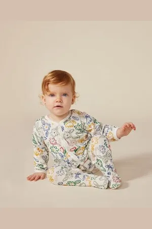 Petit Bateau Pigiama in velluto con stampa a fiori neonato