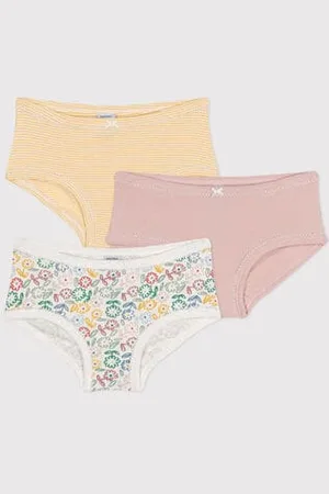 Petit Bateau Set di 3 slip a vita alta in cotone a fiori bambino