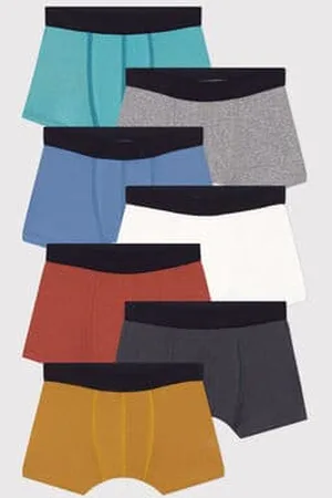 Petit Bateau Set di 7 boxer in cotone tinta unita bambino