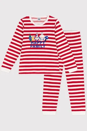 Petit Bateau Pigiama a righe in velluto bambino