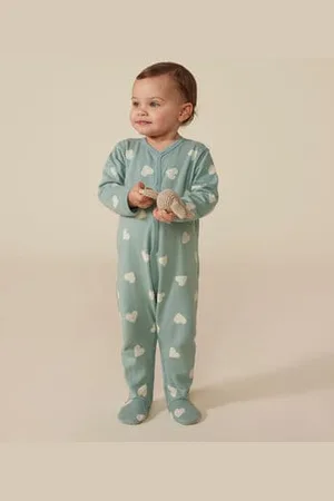 Petit Bateau Pigiama bebè in tessuto felpato a cuori